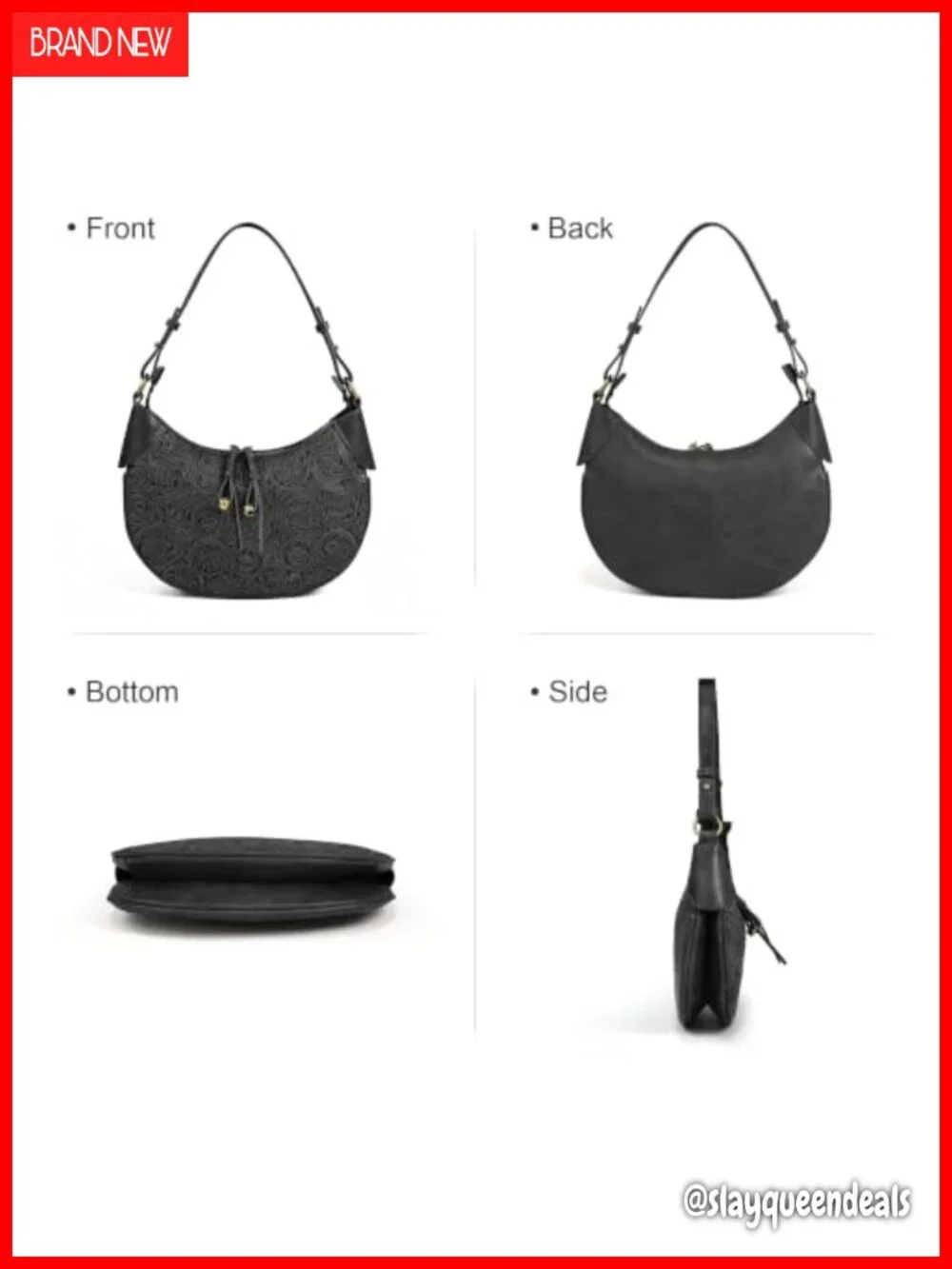 Vegan Leather Hobo Shoulder Bag Vintage Crescent Purse Women